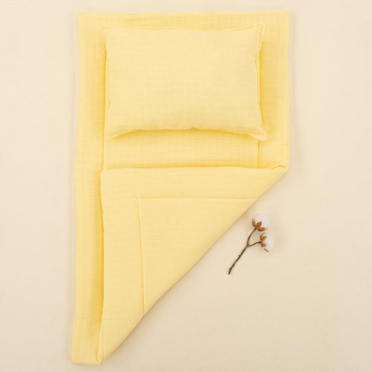 Alt Açma Matı ve Yastık  - Sarı Muslin