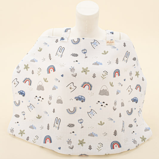 Çift Katlı Muslin Emzirme Önlüğü - Mavi Kedi