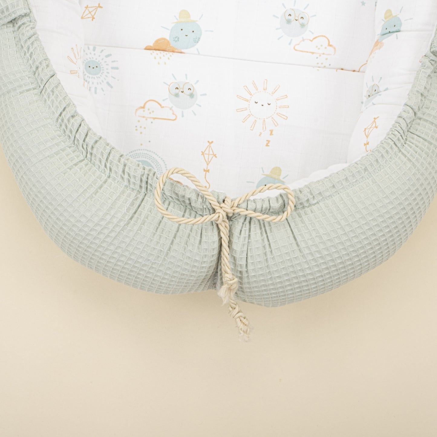 Babynest - Çift Taraflı - Mint Petek - Su Yeşili Güneş