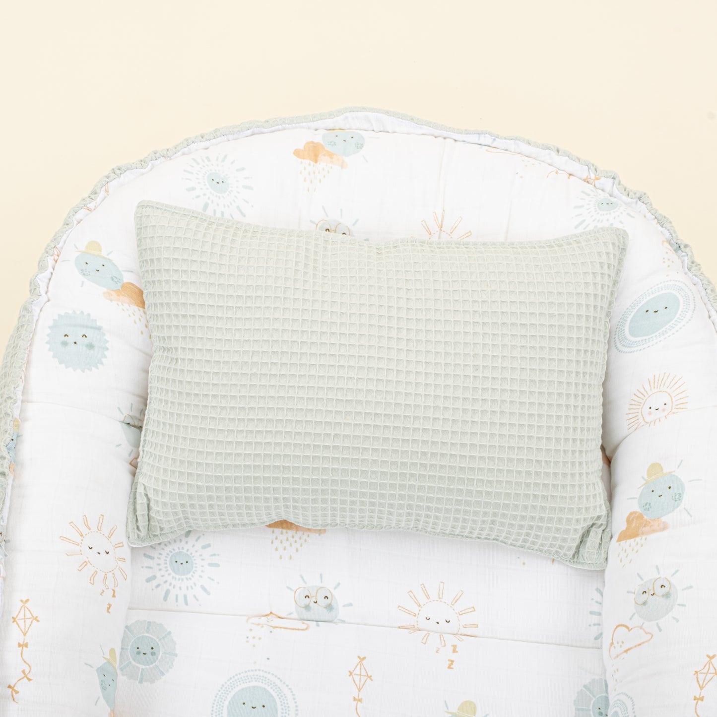 Babynest - Çift Taraflı - Mint Petek - Su Yeşili Güneş