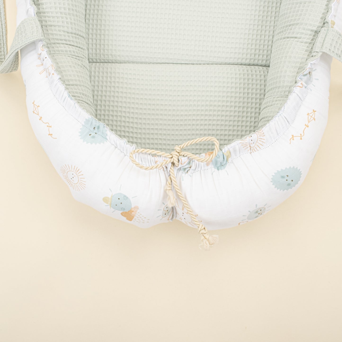 Babynest - Çift Taraflı - Mint Petek - Su Yeşili Güneş