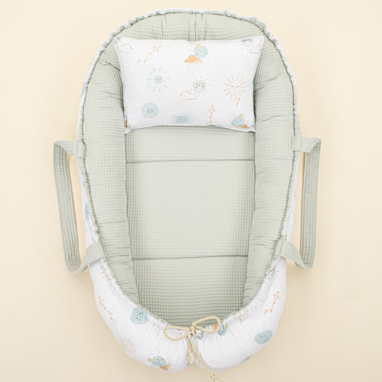 Babynest - Çift Taraflı - Mint Petek - Su Yeşili Güneş
