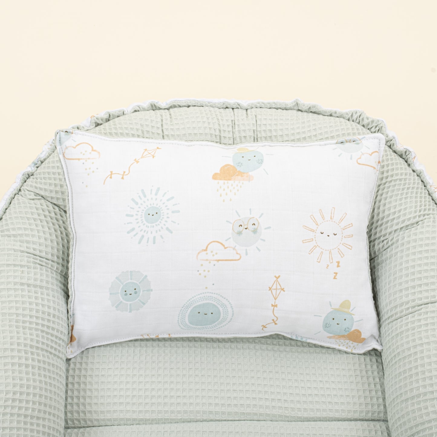 Babynest - Çift Taraflı - Mint Petek - Su Yeşili Güneş