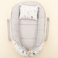 Babynest ve Yastık- Çift Taraflı - Açık Gri Örgü - Kuş