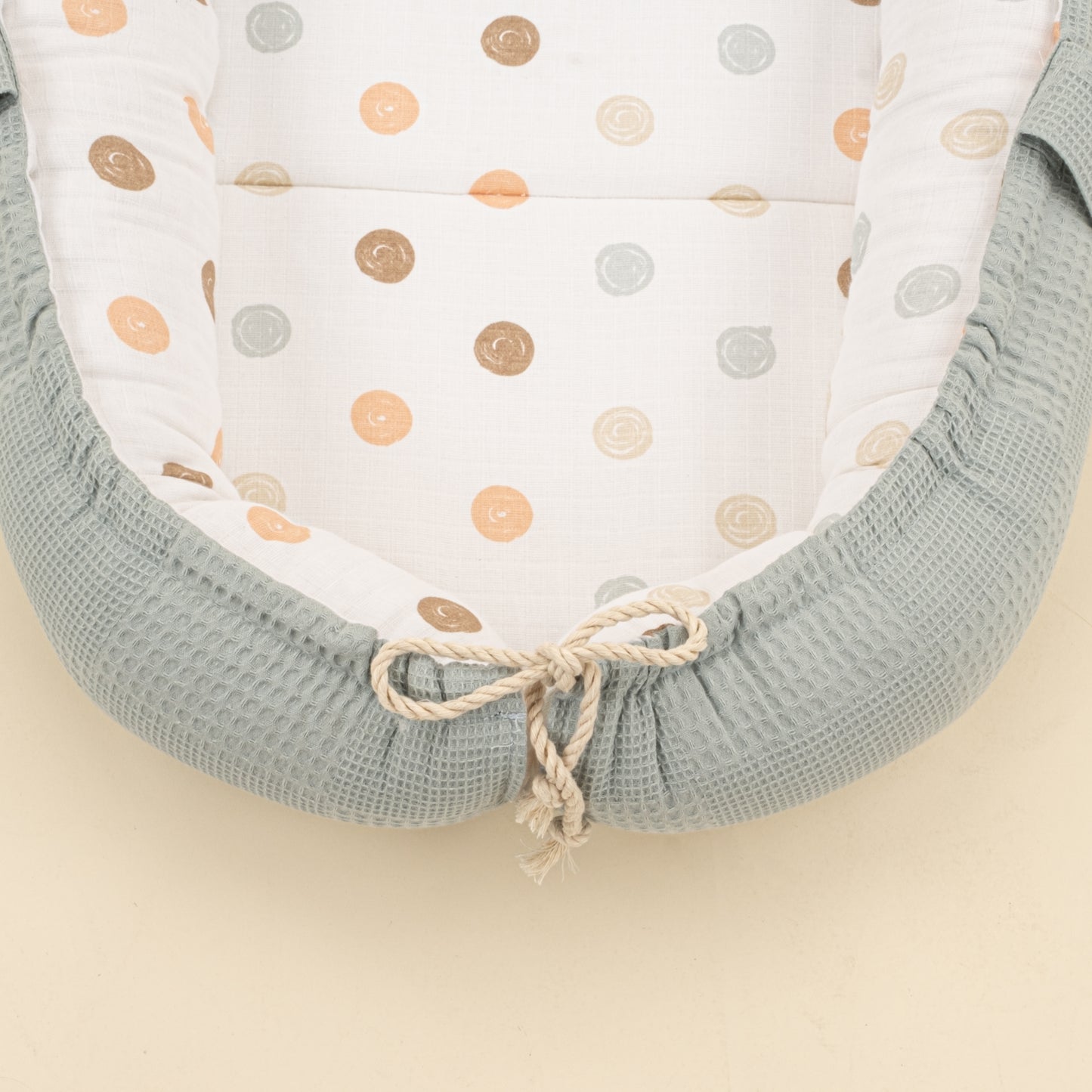 Babynest ve Yastık - Çift Taraflı - Petrol Mavisi Waffle - Puantiye