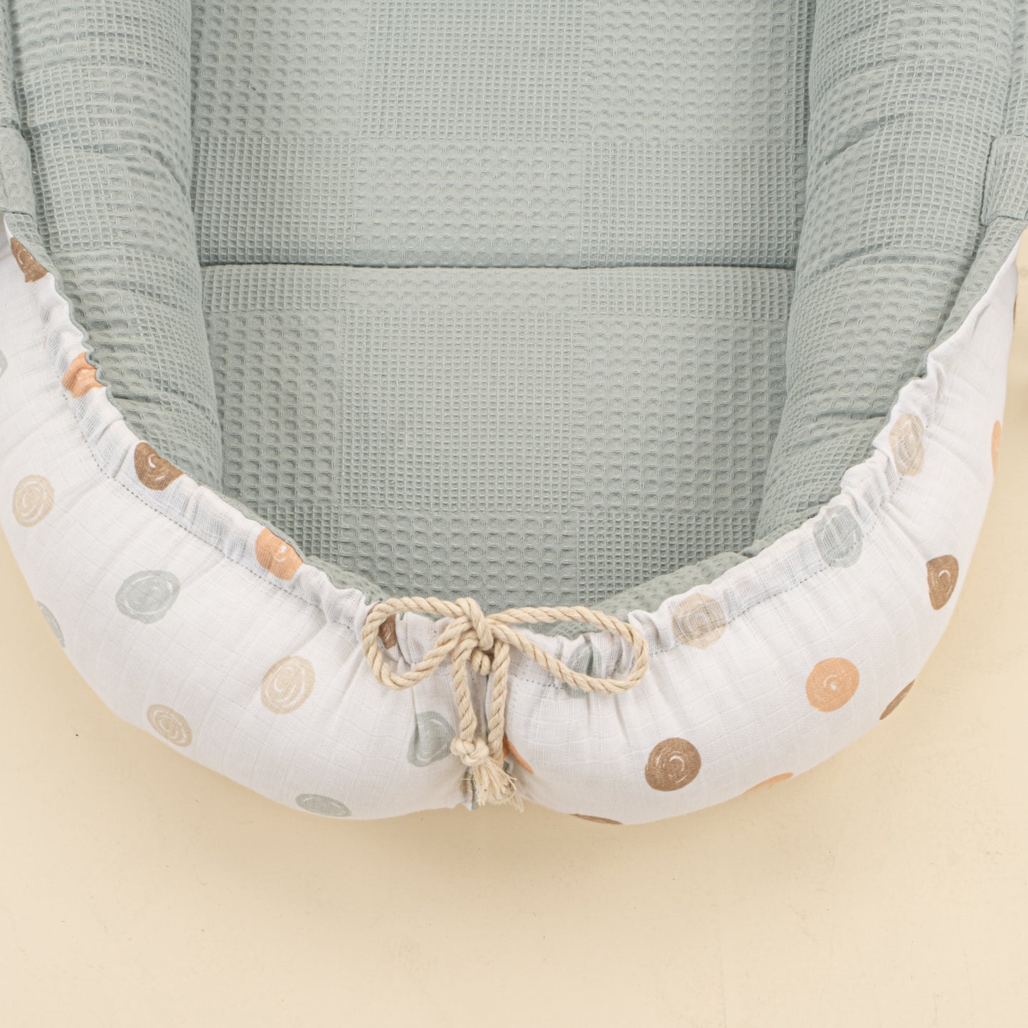 Babynest ve Yastık - Çift Taraflı - Petrol Mavisi Waffle - Puantiye
