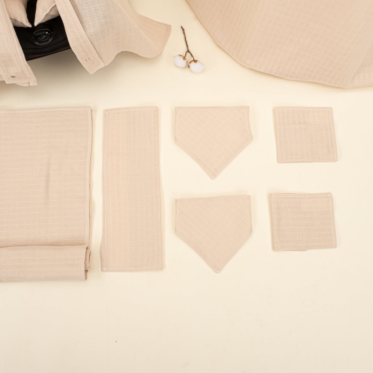 9 Parça Avantajlı Set - Tek Taraflı - Kumsal Beji Muslin