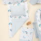 18 Parça Full Set - Çift Taraflı - Bebe Mavisi Muslin - Mavi Gökkuşağı