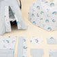 9 Parça Avantajlı Set - Çift Taraflı - Bebe Mavisi Muslin - Mavi Gökkuşağı