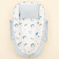 Babynest ve Yastık - Çift Taraflı - Bebe Mavisi Muslin - Mavi Gökkuşağı