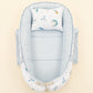Babynest ve Yastık - Çift Taraflı - Bebe Mavisi Muslin - Mavi Gökkuşağı