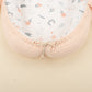 Babynest ve Yastık - Çift Taraflı - Somon Örgü - Yeşil Çiçekler