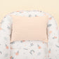 Babynest ve Yastık - Çift Taraflı - Somon Örgü - Yeşil Çiçekler