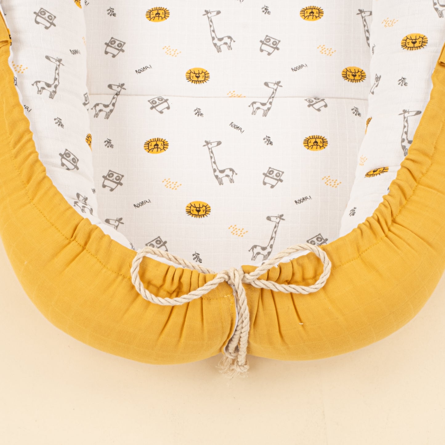 Babynest ve Yastık - Çift Taraflı - Hardal Muslin - Zürafa