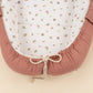 Babynest ve Yastık - Çift Taraflı - Gül Kurusu Muslin - Çiçekler