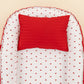 Babynest ve Yastık - Çift Taraflı - Kırmızı Saten - Kırmızı Kalp