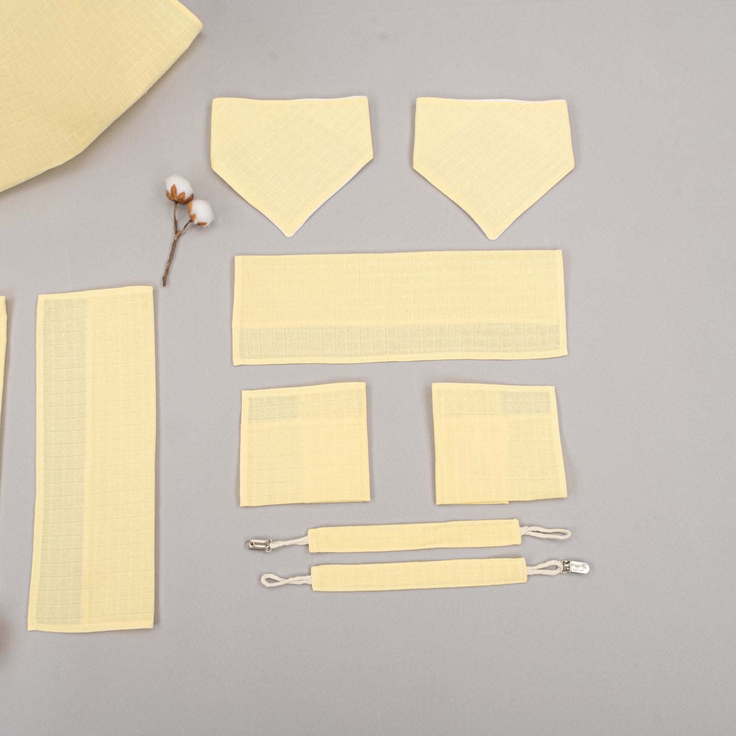 10 Parça Avantajlı Set - Tek Katlı - Sarı Muslin