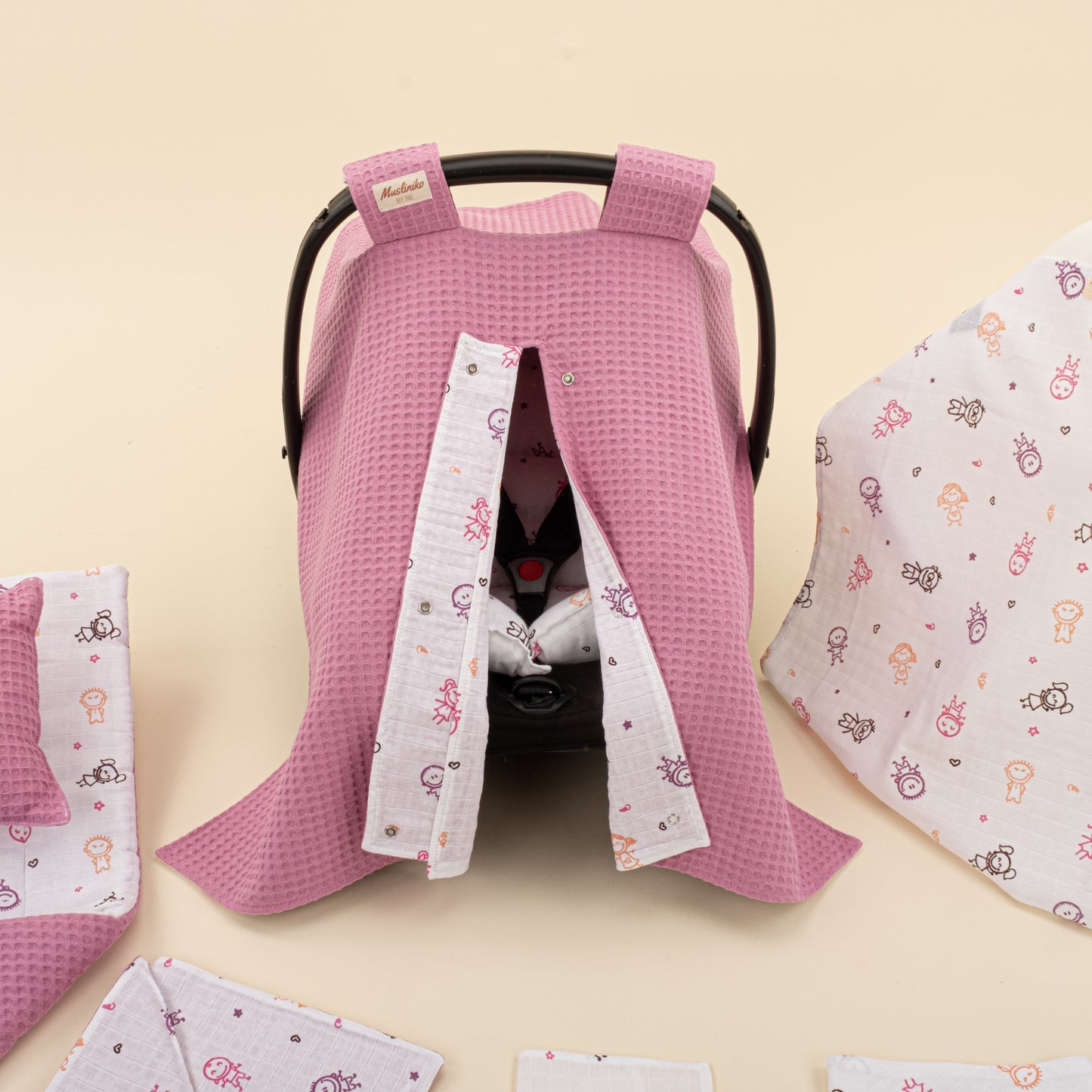 11  Parça Avantajlı Set - Çift Taraflı - Mürdüm Petek - Pembe Çubuk Bebekler