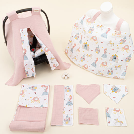 9 Parça Avantajlı Set - Çift Taraflı - Pudra Muslin - Sindirella