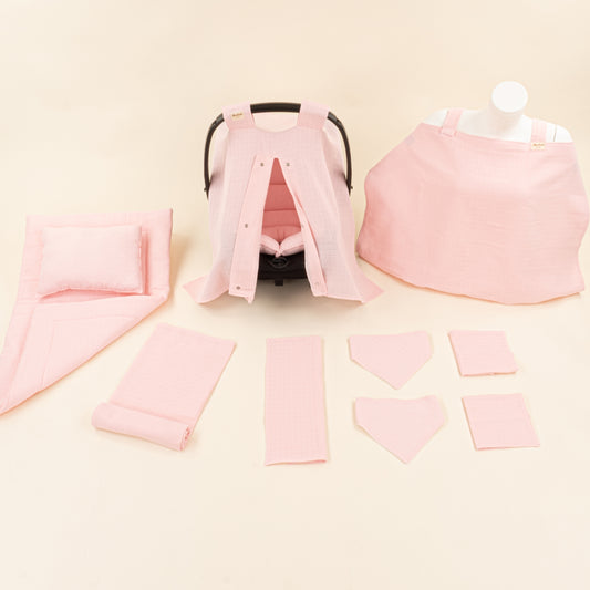 11 Parça Avantajlı Set - Tek Taraflı - Şeker Pembe Muslin