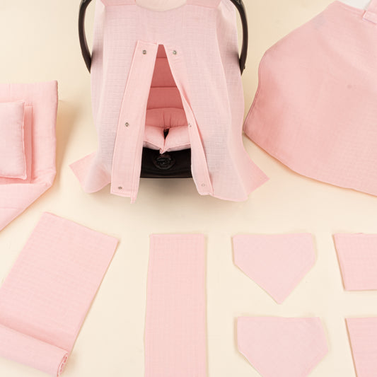 11 Parça Avantajlı Set - Tek Taraflı - Şeker Pembe Muslin
