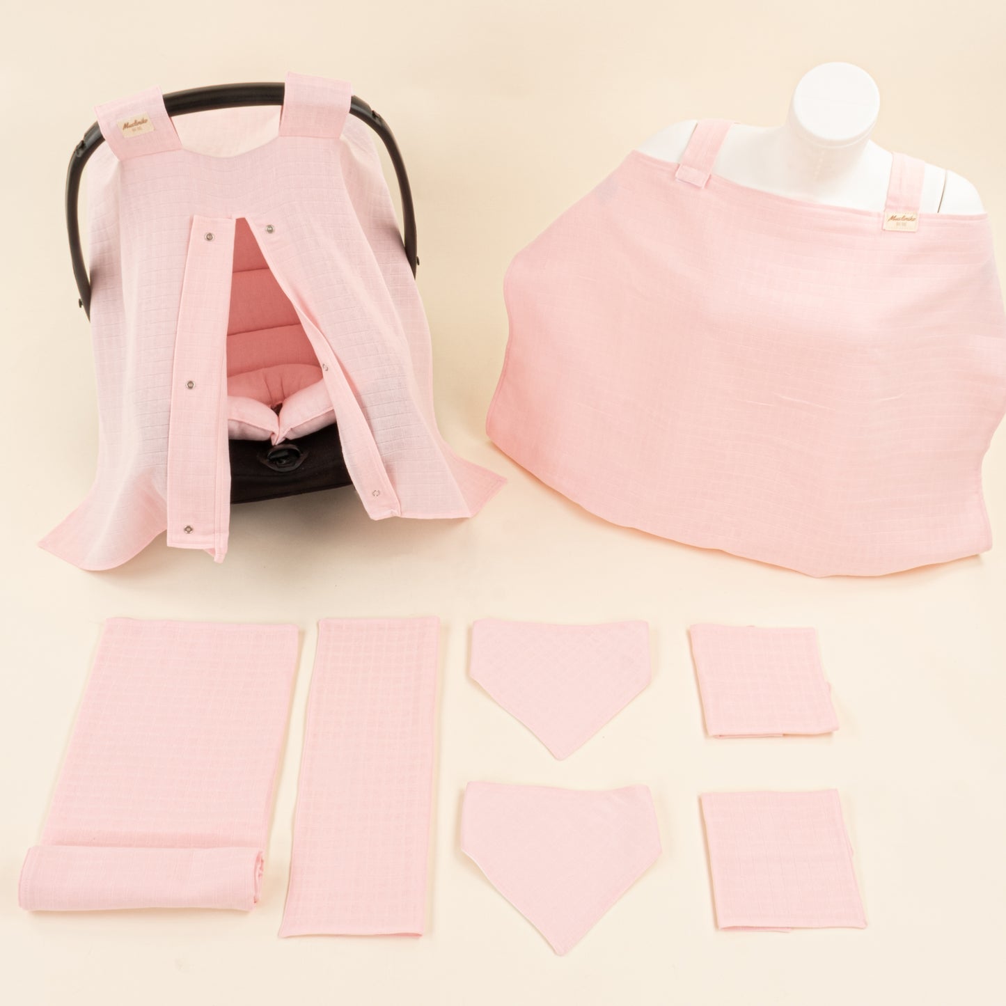 9 Parça Avantajlı Set - Tek Taraflı - Şeker Pembe Muslin