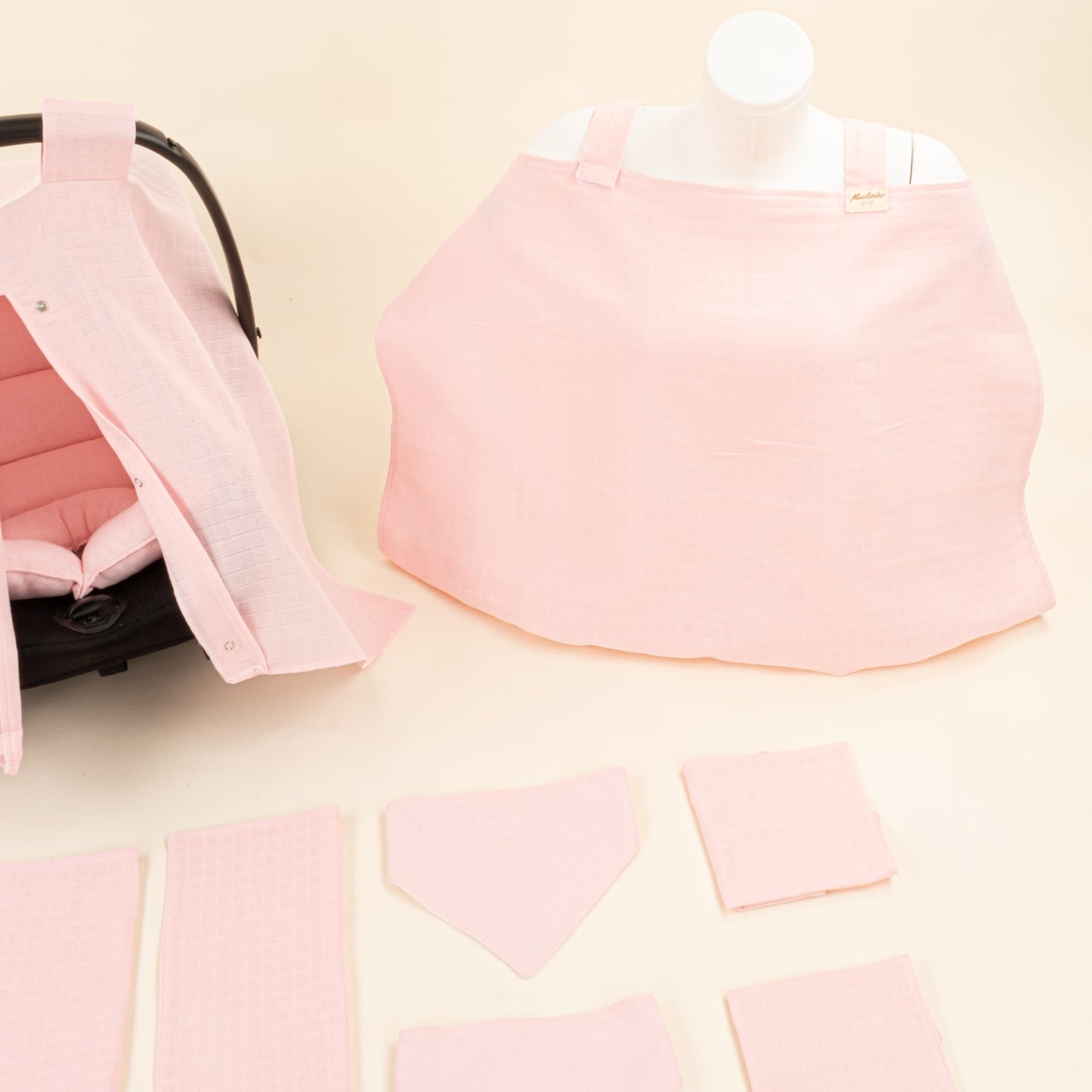 9 Parça Avantajlı Set - Tek Taraflı - Şeker Pembe Muslin