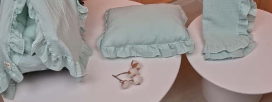 5 Parça Fırfırlı Avantajlı Set - 2 Katlı Organik Muslin Mint