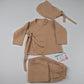 Yenidoğan Hastane Çıkışı İki katlı Muslin Kimono Takım - Bej