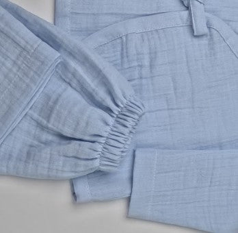 Yenidoğan Hastane Çıkışı İki katlı Muslin Kimono Takım - Mavi