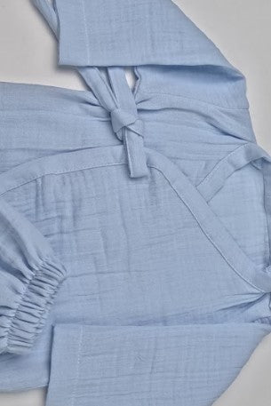 Yenidoğan Hastane Çıkışı İki katlı Muslin Kimono Takım - Mavi