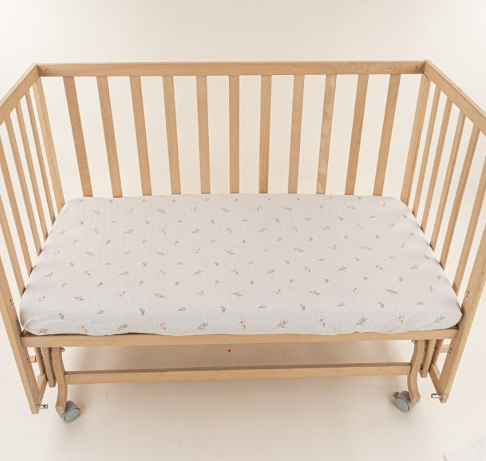 Bebek Lastikli Çarşaf ve Yastık Kılıfı - Pembe Çiçek