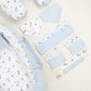 18 Parça Full Set - Çift Taraflı - Bebe Mavi Muslin - Dino