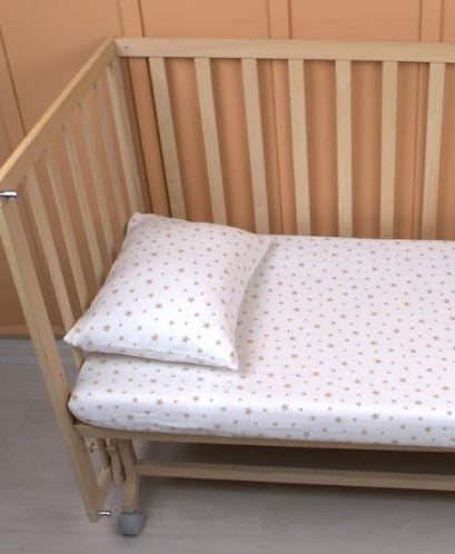 Bebek Lastikli Çarşaf ve Yastık Kılıfı - Kahverengi Yıldız