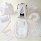 18 Parça Full Set - Çift Taraflı - Bebe Pembe Muslin - Çiçekler