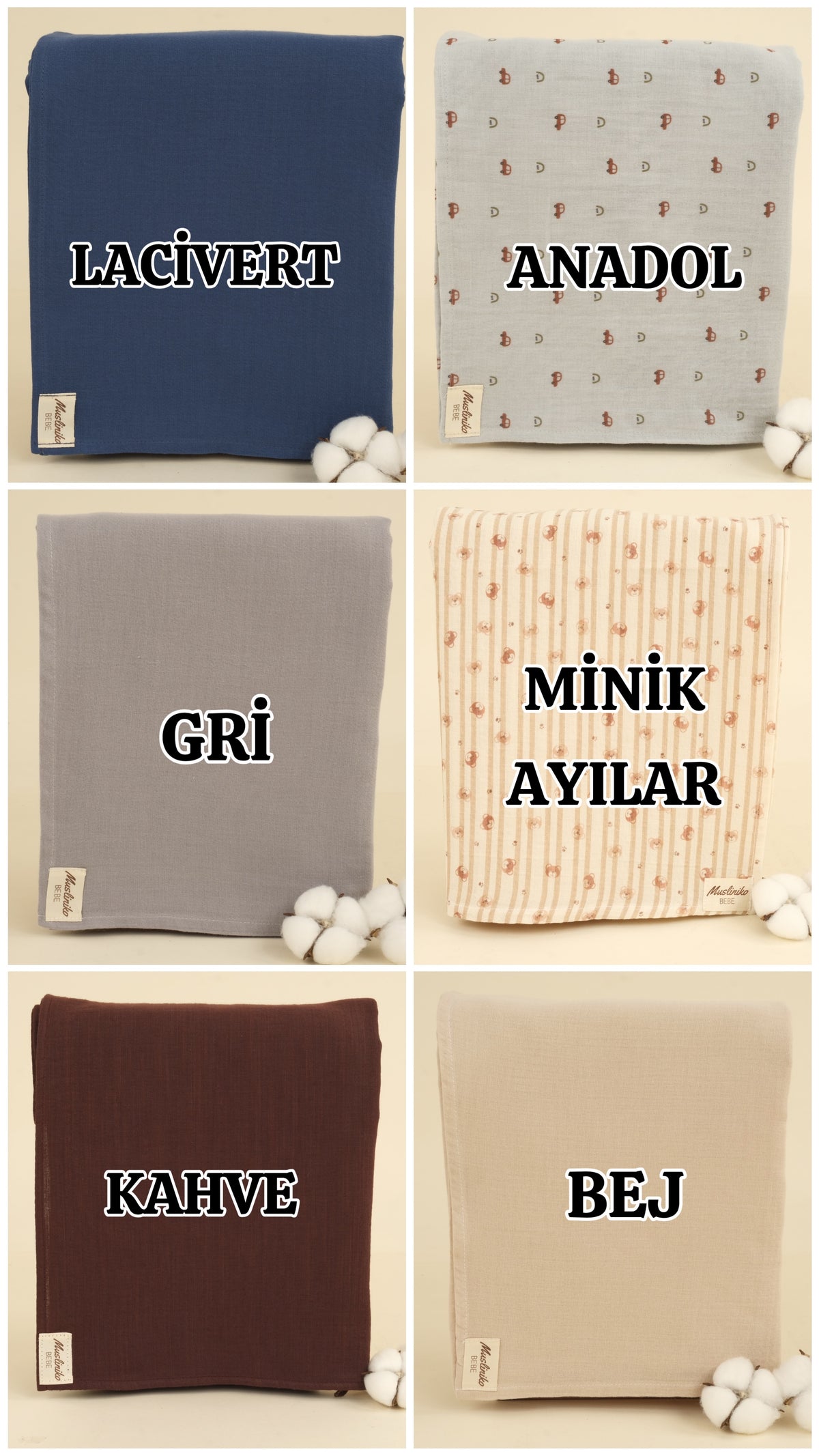 KENDİ 3'LÜ MÜSLİN ÖRTÜ SETİNİ OLUŞTUR