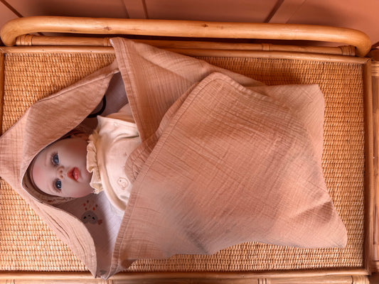 Muslin Kundak - İki Katlı Muslin Bej - Turuncu Gökkuşağı