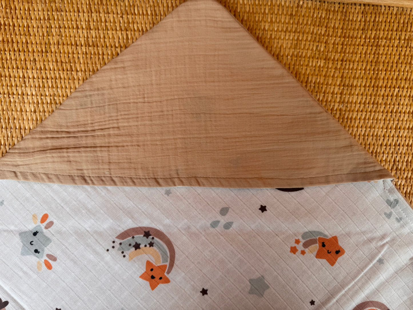 Muslin Kundak - İki Katlı Muslin Bej - Turuncu Gökkuşağı