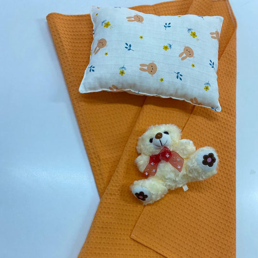 İndirimli Ürün - Pike Örtü ve Yastık Set - Oranj Petek