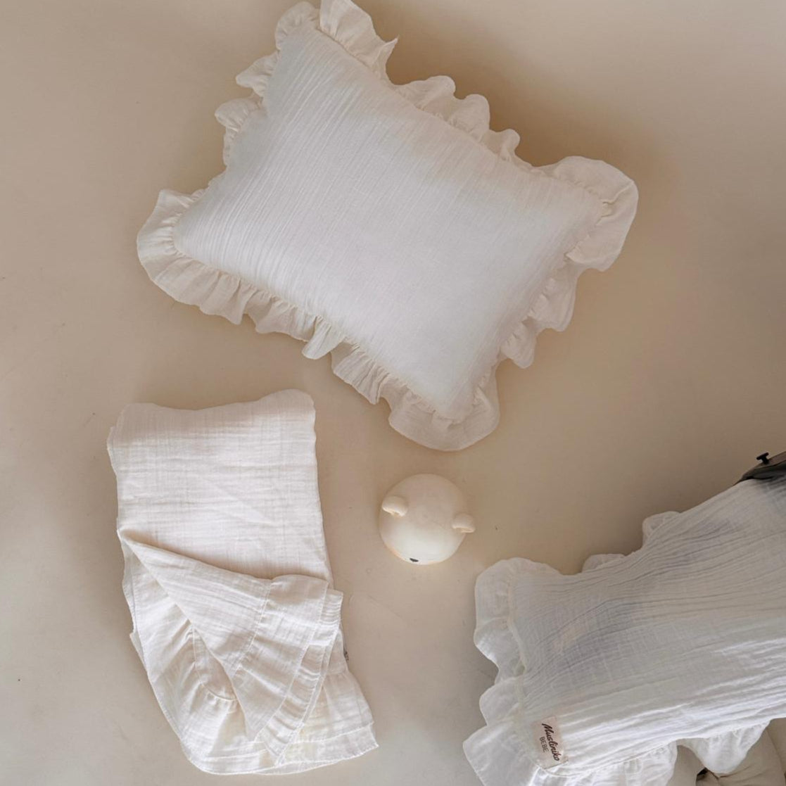 4 Parça Fırfırlı 2 Katlı Organik muslin Avantajlı Set - krem