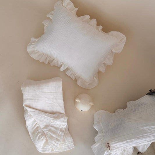 4 Parça Fırfırlı 2 Katlı Organik muslin Avantajlı Set - krem