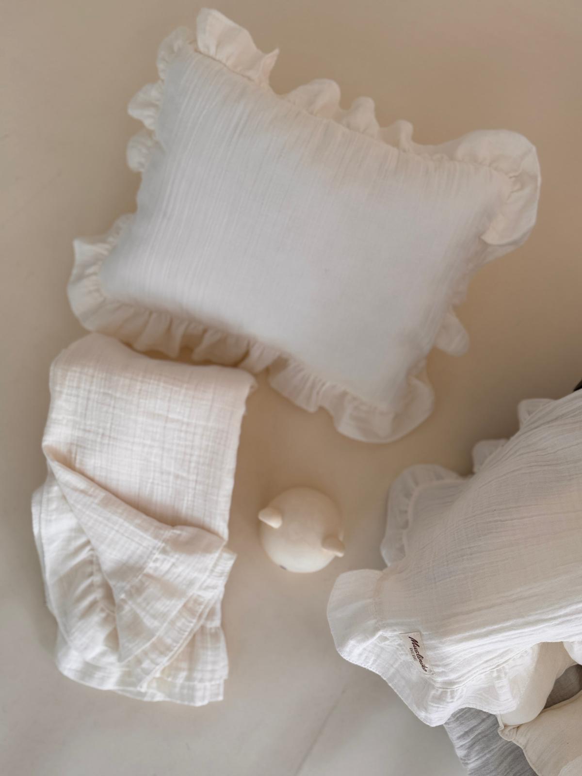 5 Parça Fırfırlı Avantajlı Set - 2 Katlı Organik muslin krem