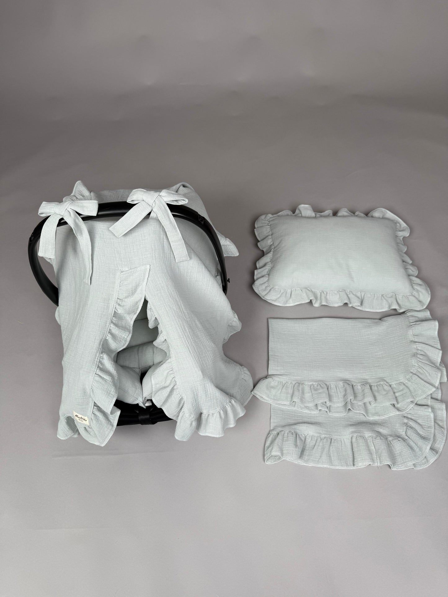 4 Parça Fırfırlı 2 Katlı Organik muslin Avantajlı Set - Gri