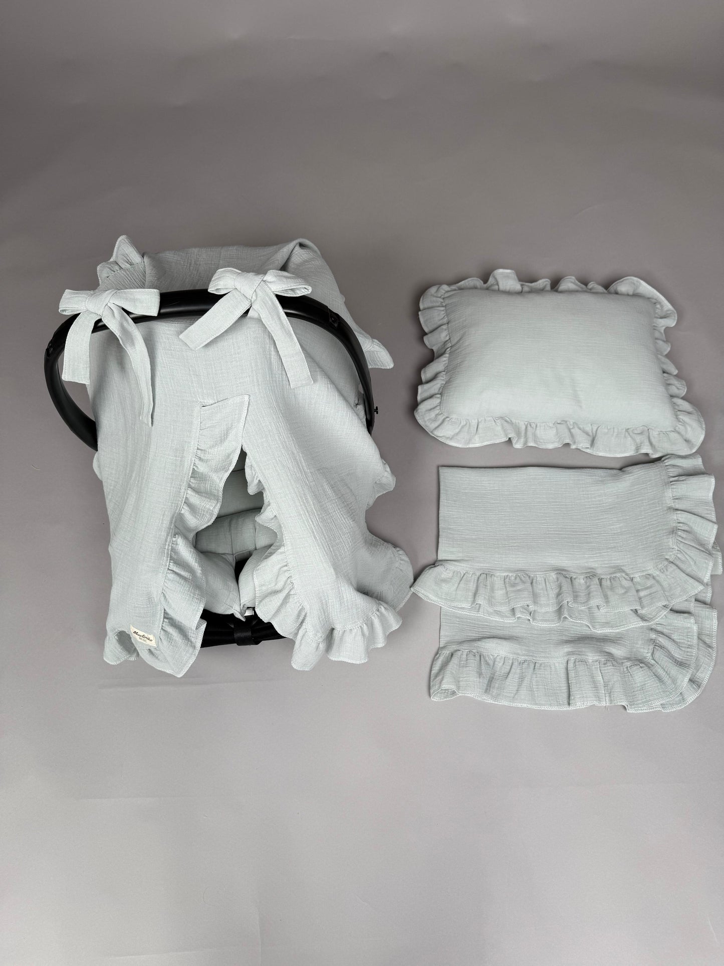 4 Parça Fırfırlı 2 Katlı Organik muslin Avantajlı Set - Gri