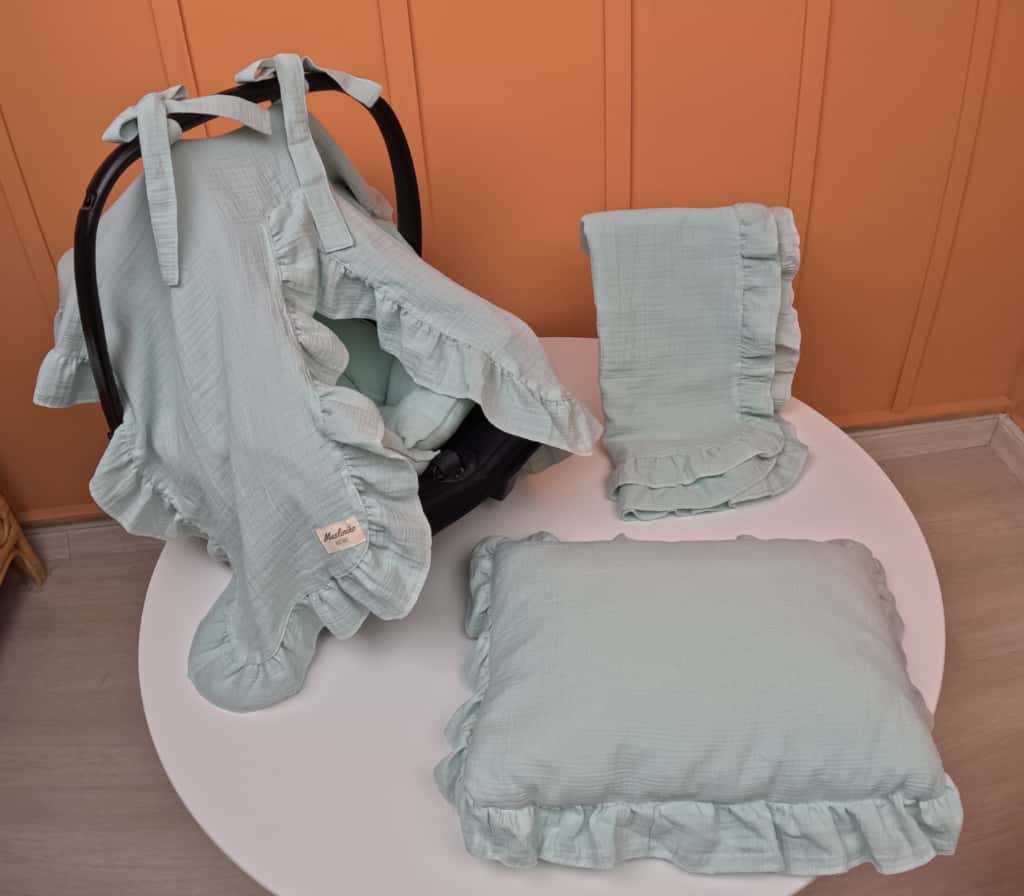 4 Parça Fırfırlı 2 Katlı Organik muslin Avantajlı Set - Mint