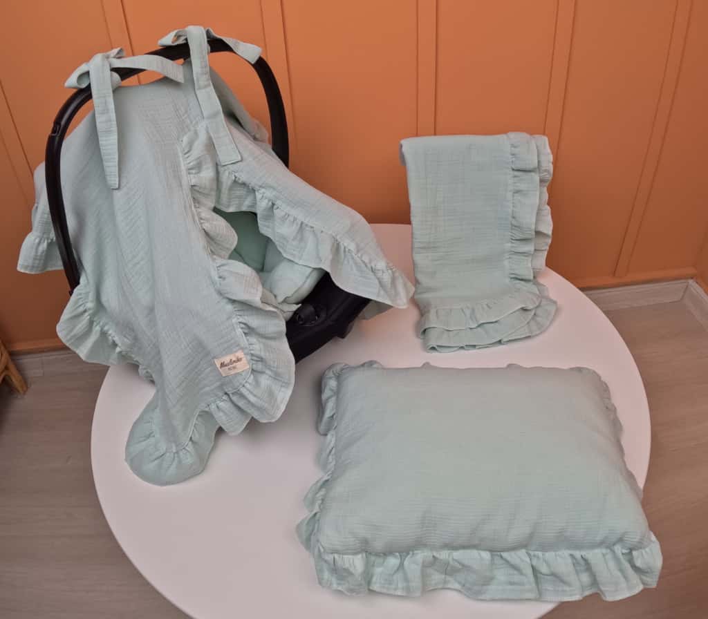 4 Parça Fırfırlı 2 Katlı Organik muslin Avantajlı Set - Mint