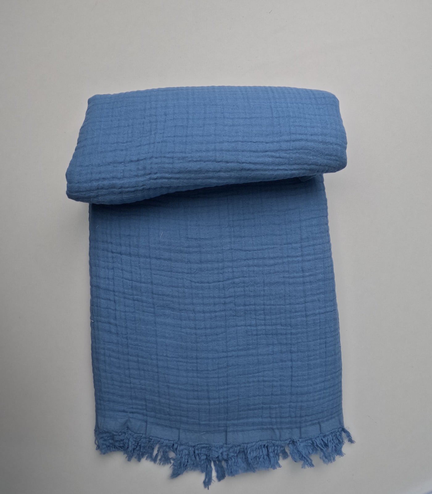 3 lü Bebek Muslin Battaniye Set - Dört Katlı Püsküllü İndigo - İki Katlı Bebe Mavi - Uykucu Ördek