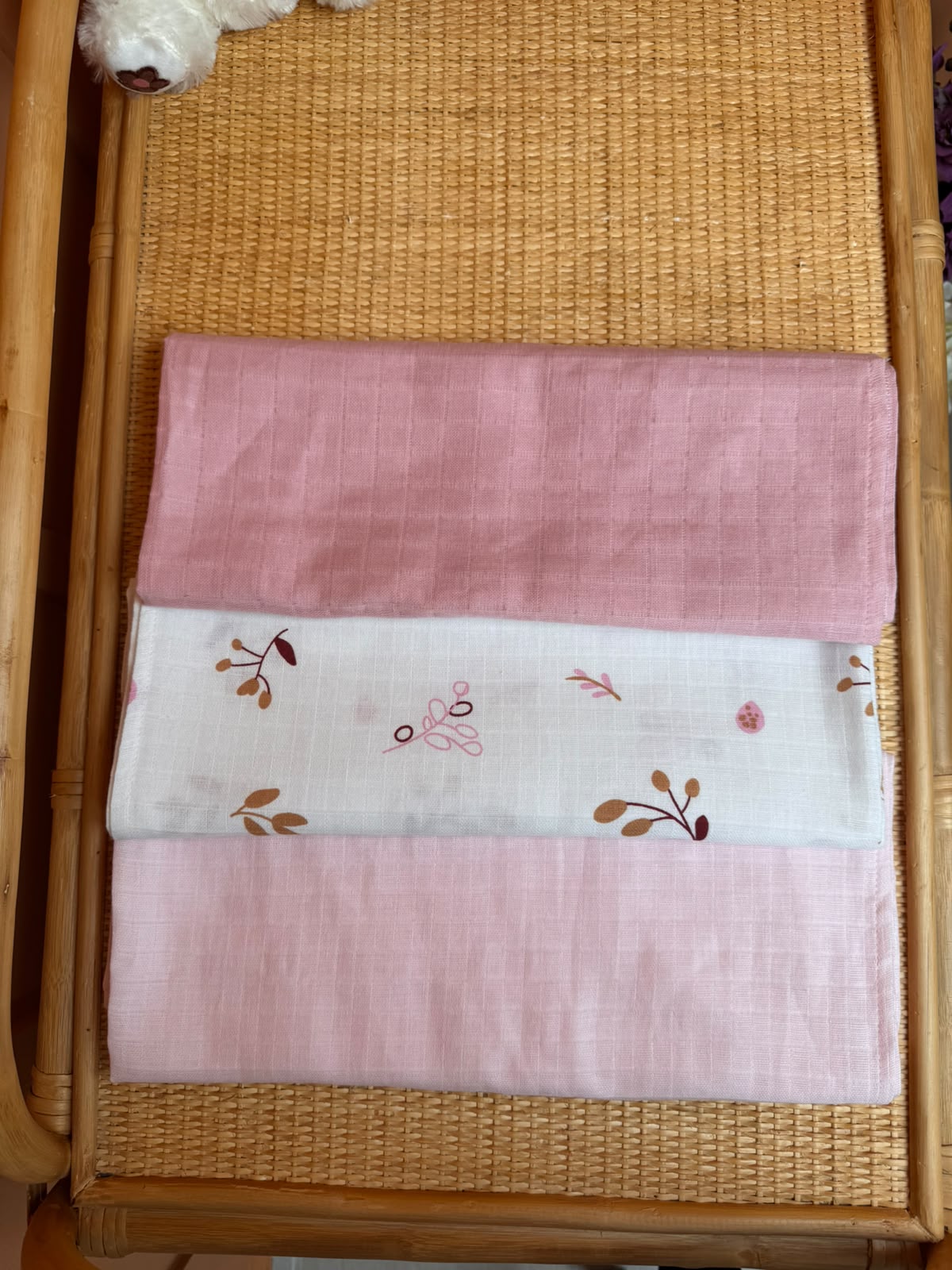 3lü Set - Müslin Örtü - Pudra / Pastel Bahçe / Bebe Pembe