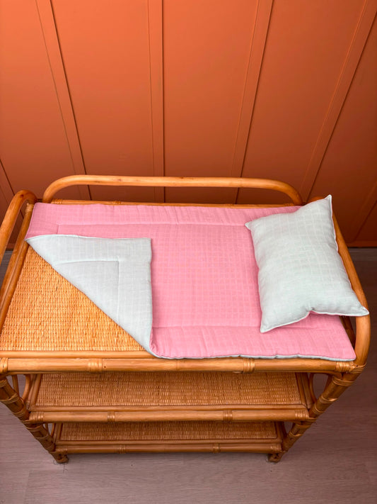 İndirimli Ürün - Alt Açma Matı ve Yastık - Pudra Muslin - Mint Muslin