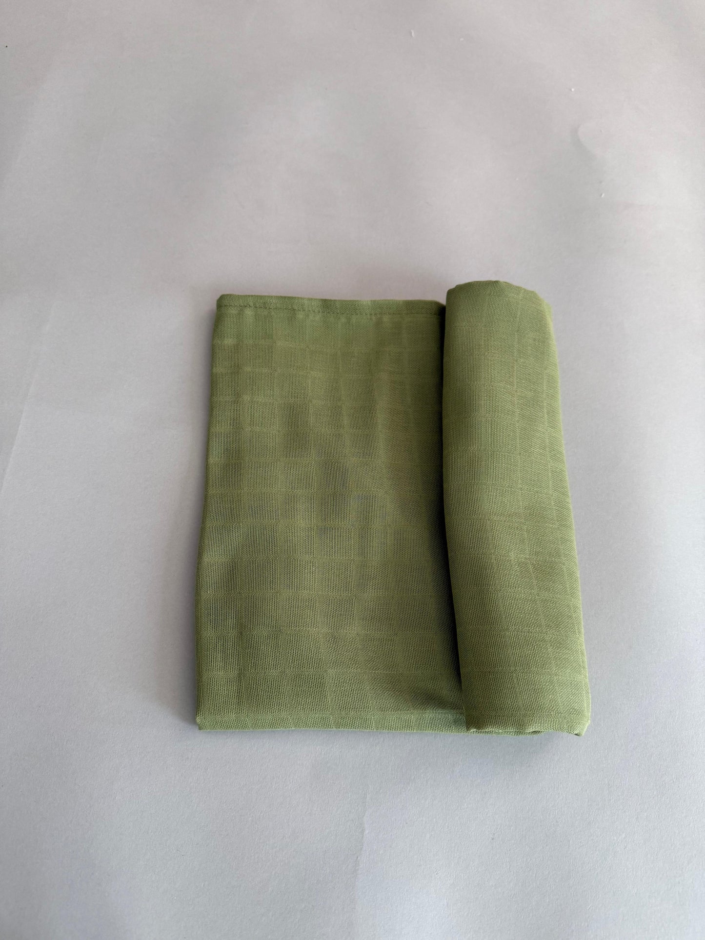 3lü Set - Müslin Örtü - Pembe Çiçekler / Koyu Fıstık Yeşili / Pudra